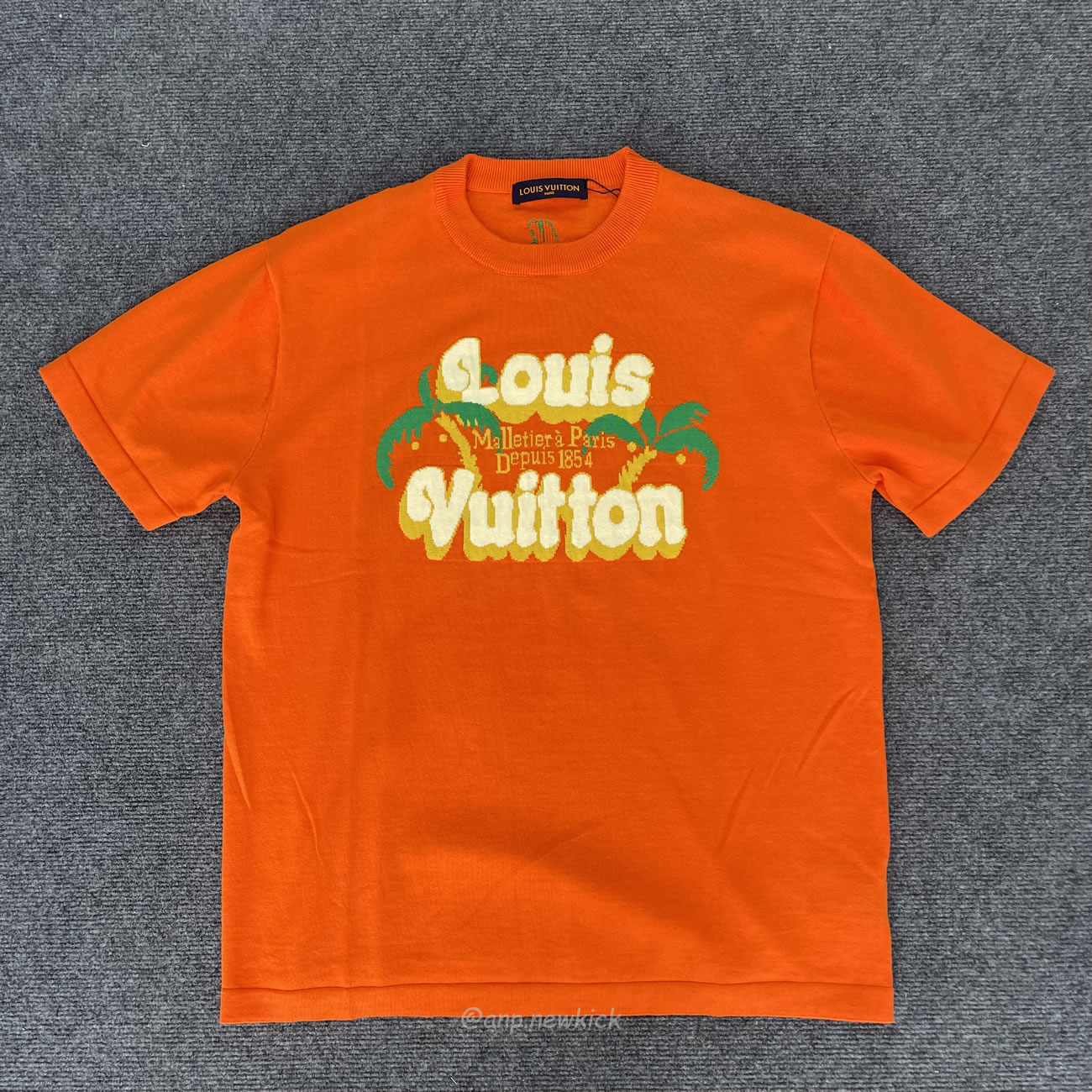 Louis Vuitton Short Sleeved Cotton Crewneck Orange Fw24 (9) - newkick.app